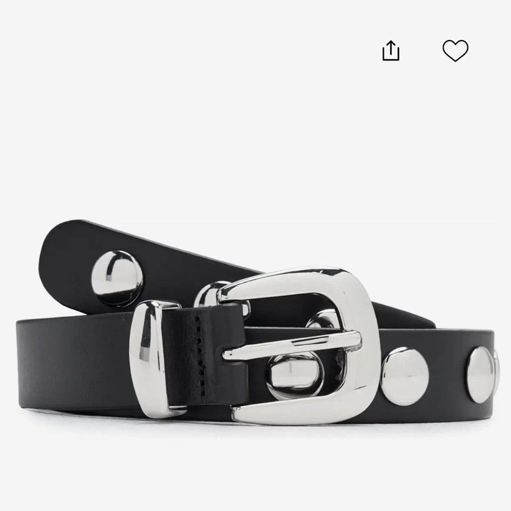 Madewell Western Studded Leather Belt Silver, sz X-SMALL